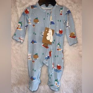 Angel dear bamboo zipper footie fun on the slopes newborn
